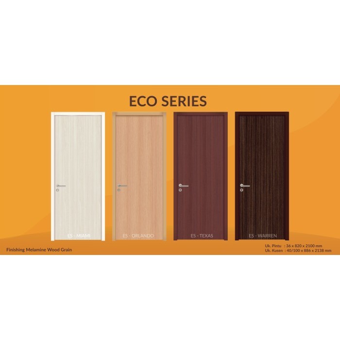 KNOX DOOR - Pintu Utama KNOX ECO SERIES Fullset 36 x 820 x 2100 mm Melamin Wood Grain