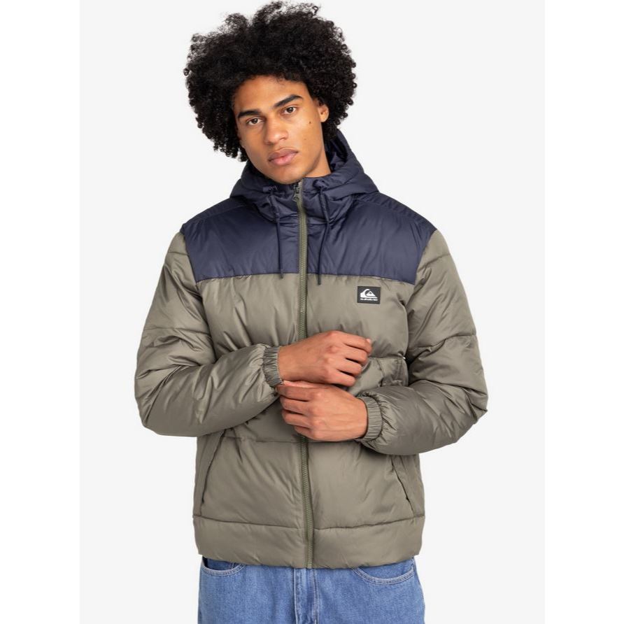 Jaket Quiksilver Quilted Colorblock Green Army Navy Original