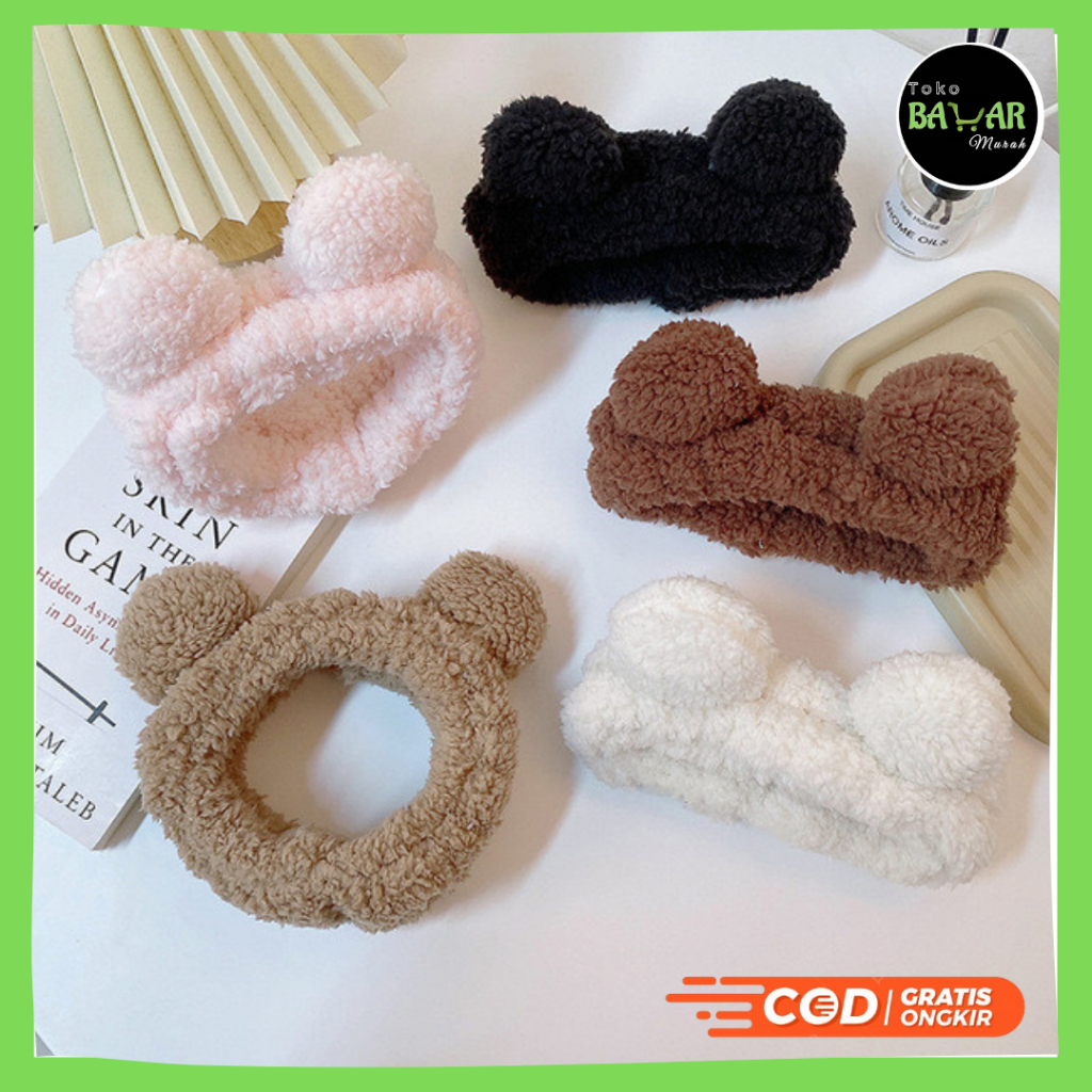 Bandana Masker Bear / Bando Mandi Besar / Bando Facial Bear / Bando Hairband Korea Model Bear Lucu