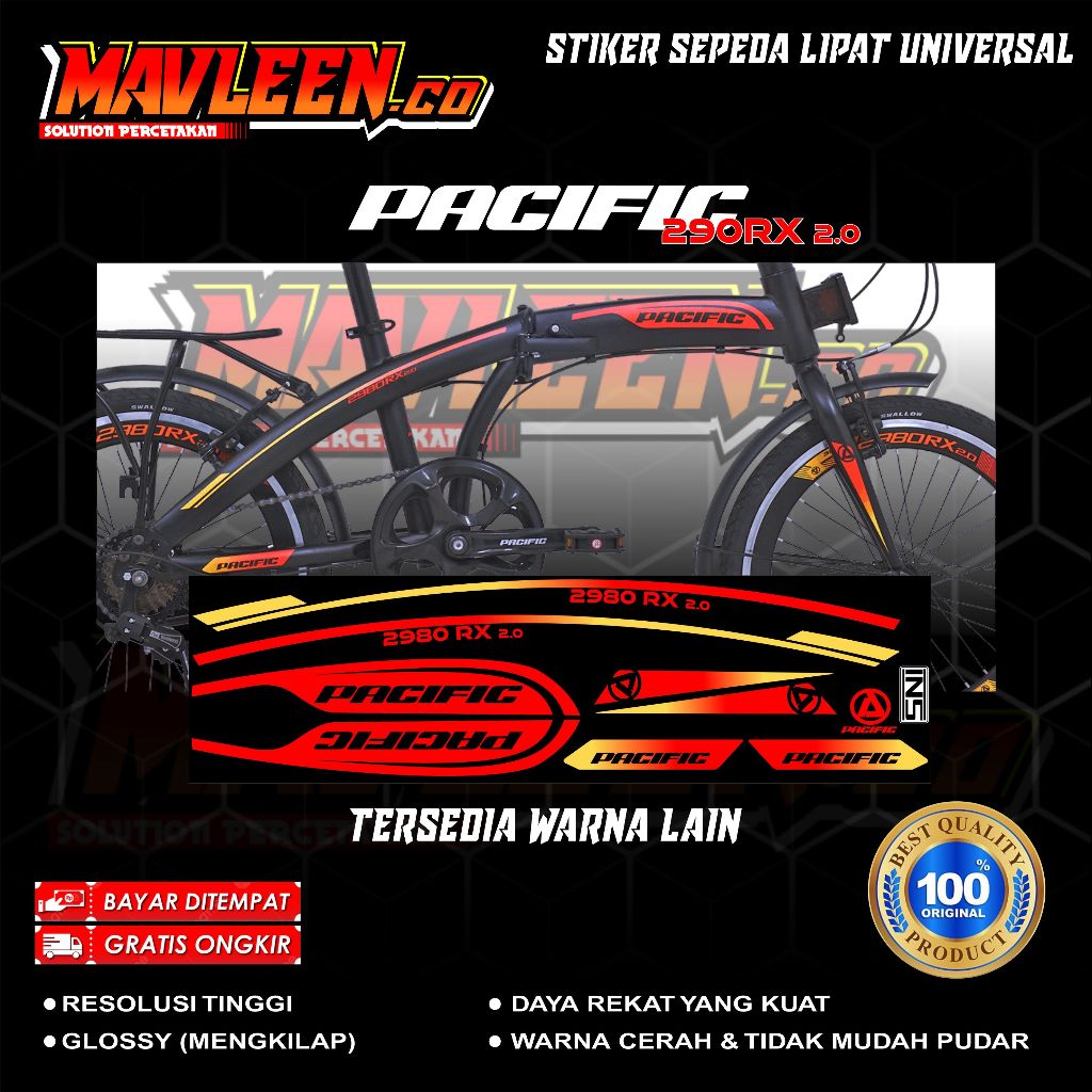 (COD) TERBARU stiker striping sepeda pacific lipat 18 20 decal glossy lentur anti air