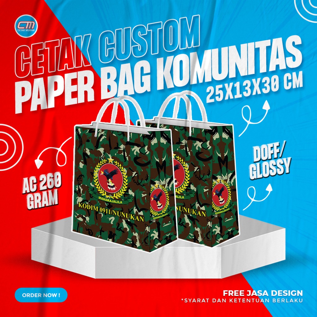 

Paperbag Komunitas Custom Ukuran 25 x 13 x 30 Cm