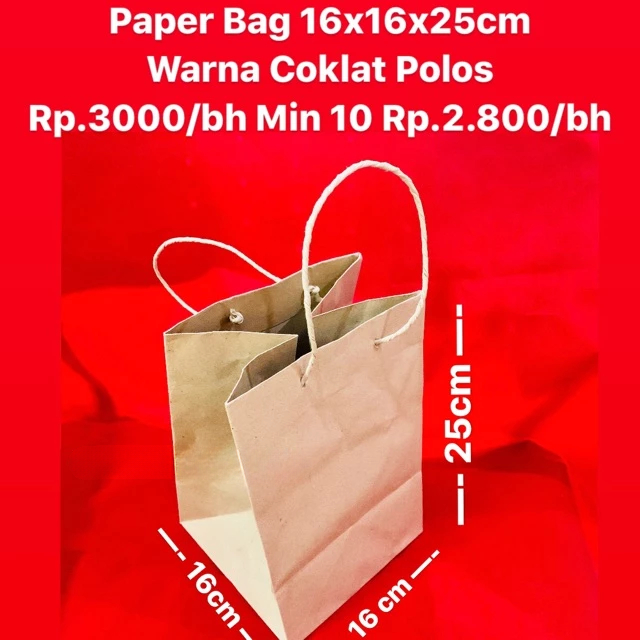 

Paper Bag Warna Coklat Polos Muat toples 500 gram 16x16x25cm