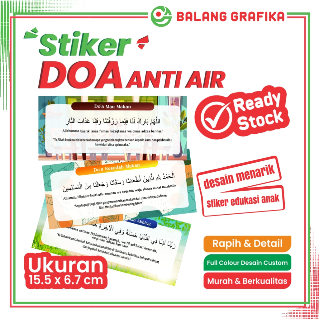 

Stiker Doa Kehidupan Sehari Hari Bahan Anti Air Balang Grafika