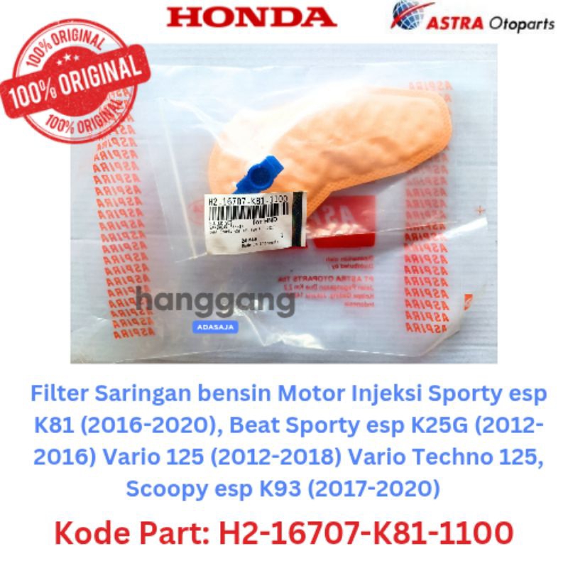 Saringan Filter Bensin Motor Injeksi Beat Sporty Esp K81 K25G Vario 125 Vario Techno 125 Scoopy esp 