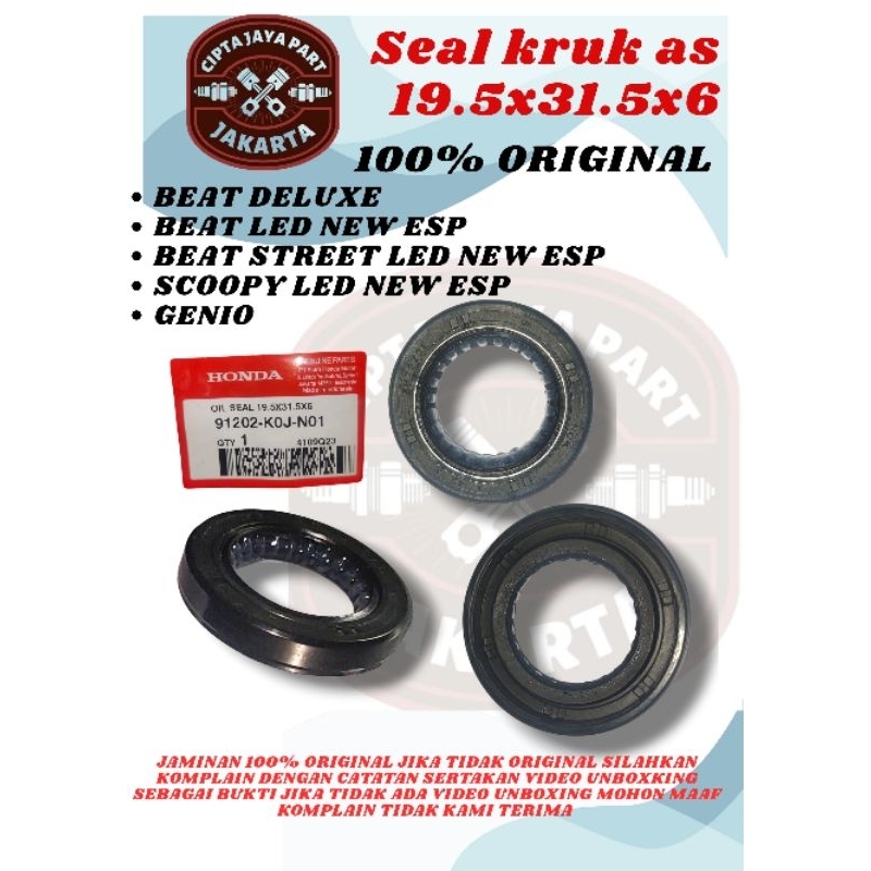Original seal sil kruk as kiri 91202-k0J-N01 NOK 19.5x31.5x6 motor honda genio / beat deluxe / beat 