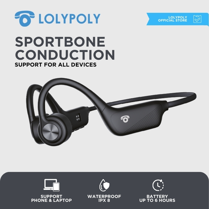 LOLYPOLY Earphone Wireless Bone Conduction Waterproof with offline audio