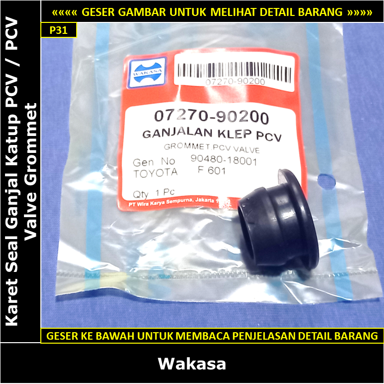 Seal Karet Grommet PCV Toyota Soluna GLI / XLI 1500 cc 5A AL50 Wakasa 90480-18001 PCV Valve Grommet 