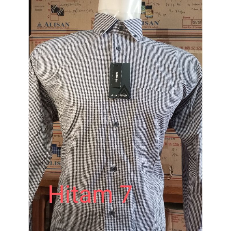 Promo kemeja Alisan lengan panjang motif, kemeja motif Alisan slimfit