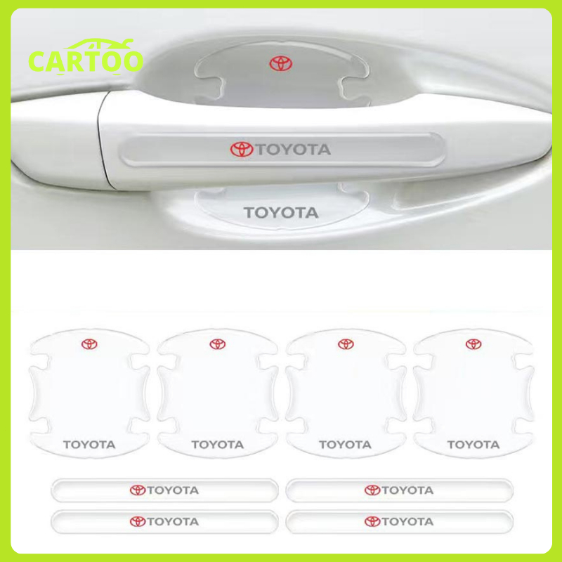 CARTOO 8PCS/Set Stiker Mobil Pelindung Pintu Mobil Stiker Pelindung Handle Pintu Mobil