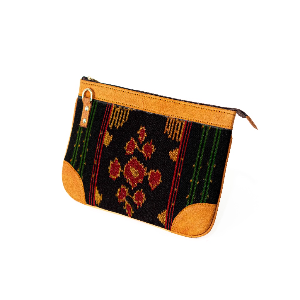 2in1 Tas Batik Clutch Motif Tenun Kulit Sapi Asli Selempang Wanita