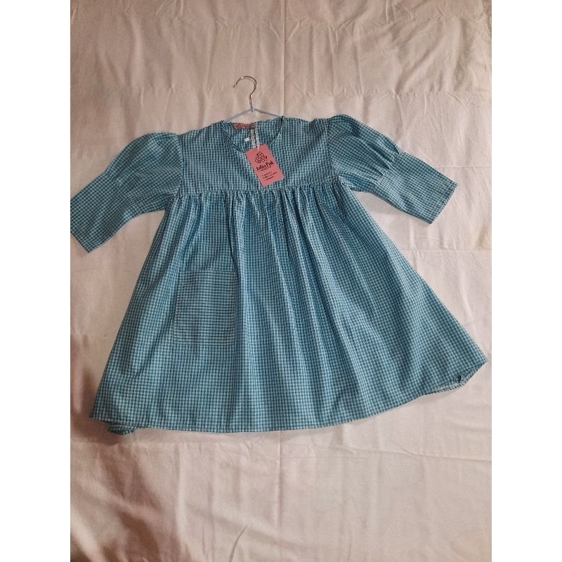 Baju atasan / blouse kotak2 kecil kerut dada