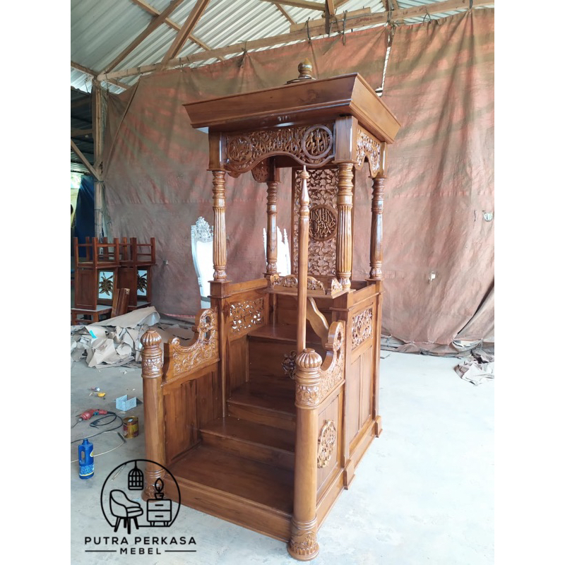 mimbar masjid kayu jati | mimbar jati ukir | mimbar jati murah