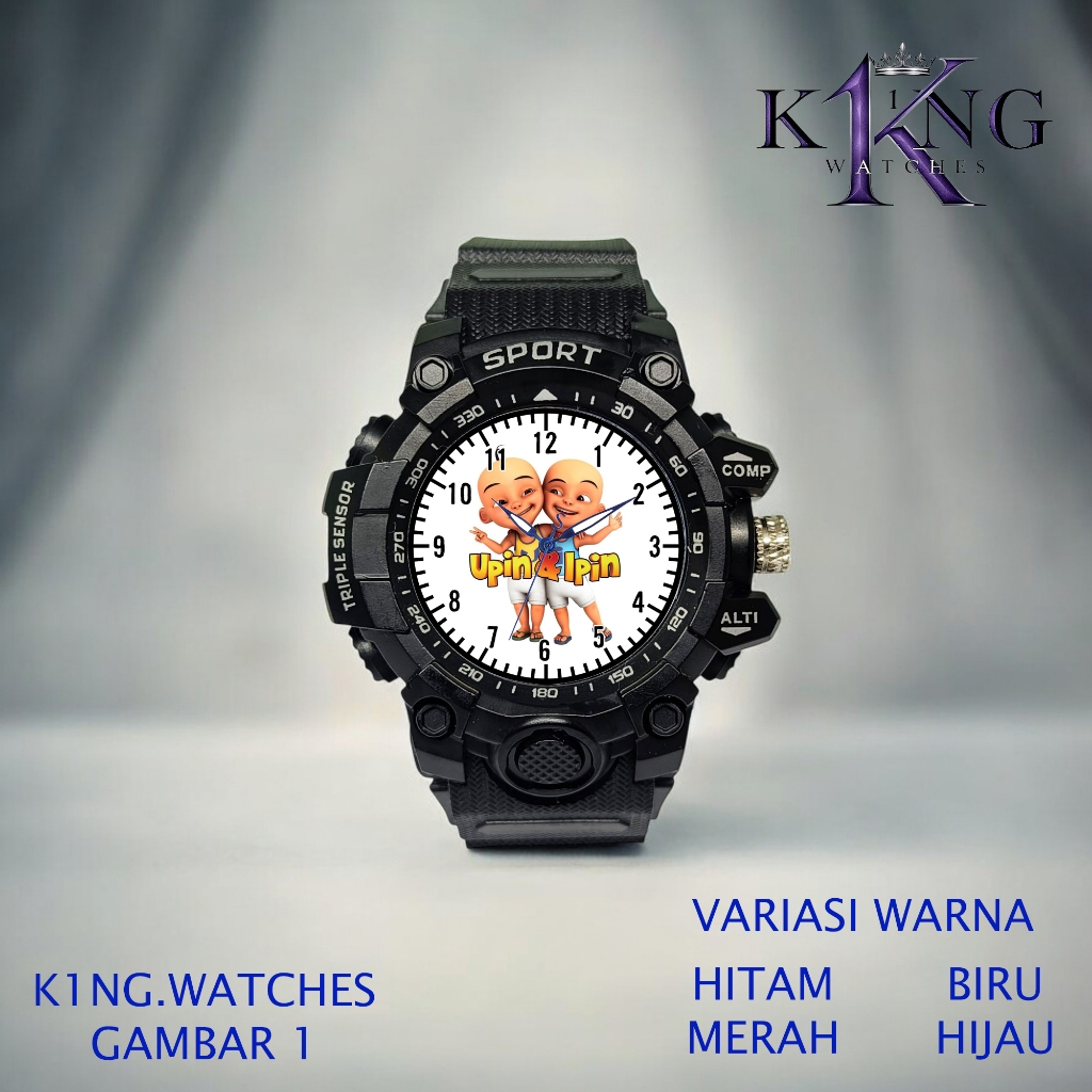 Jam Tangan Anak Karakter Upin & Ipin Model Sport Anti Air