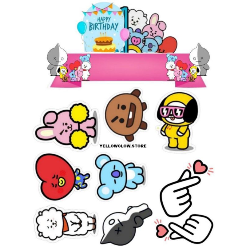 Topper Kue Ultah Animasi BTS