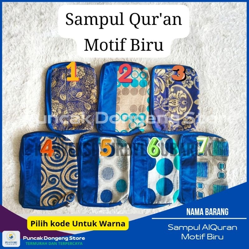

[Siap Kirim] Bisa COD Sampul Alquran Makna Besar Motif Biru/Cover Alquran Bermotif