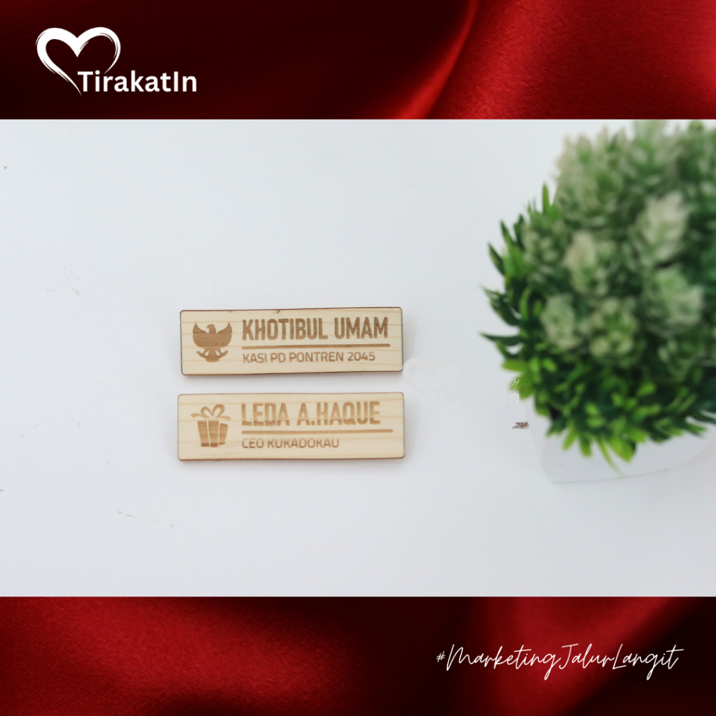 

TirakatIn - (Custom) Nametag Kayu Pinus Custom | Name Tag Unik dengan Magnet atau Peniti