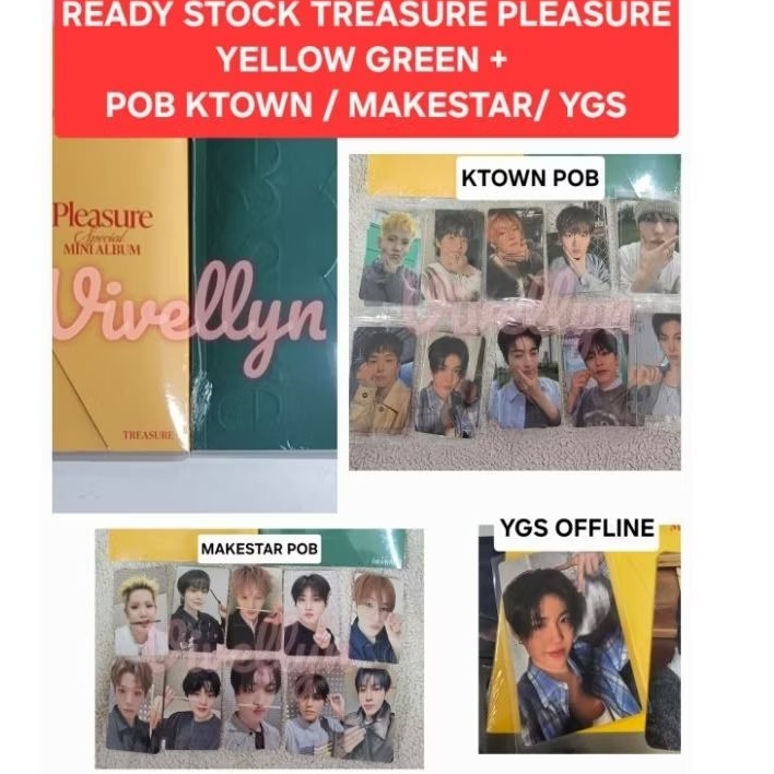 READY stock Treasure Yellow Green PLEASURE album + POB Makestar Ktown Jeongwoo Junkyu Jihoon