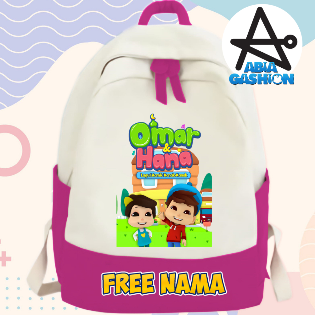 Tas Ransel Hana & Omar Tas Ransel Custom Backpack Anak Sekolah_Free Nama