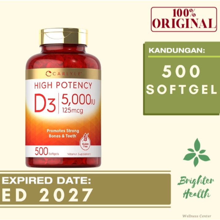 Carlyle High Potency D3 5000iu 5000 IU 500 softgels vitamin D3 ori usa