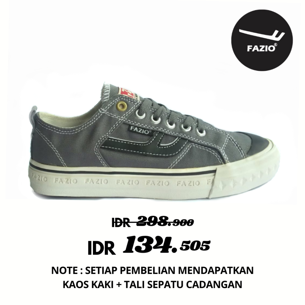 Fazio - Sepatu Unisex Efille Low Grey Sneakers Pria Wanita