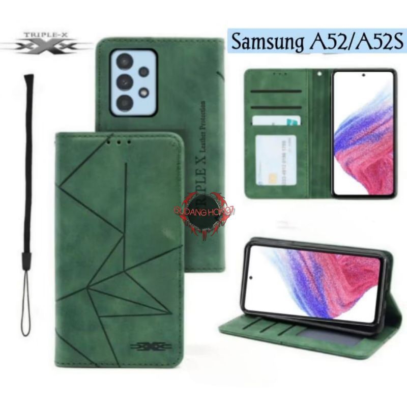 SAMSUNG A52 / A52S CASE POLYCARBONATE LEATHER FLIP MAGNET CASING DOMPET HP SARUNG KULIT