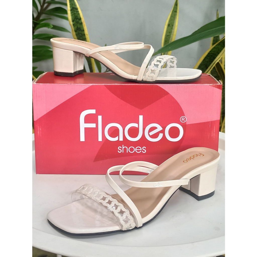 FLADEO - Sandal wanita, high heels 5cm, 100% original - Warna Putih