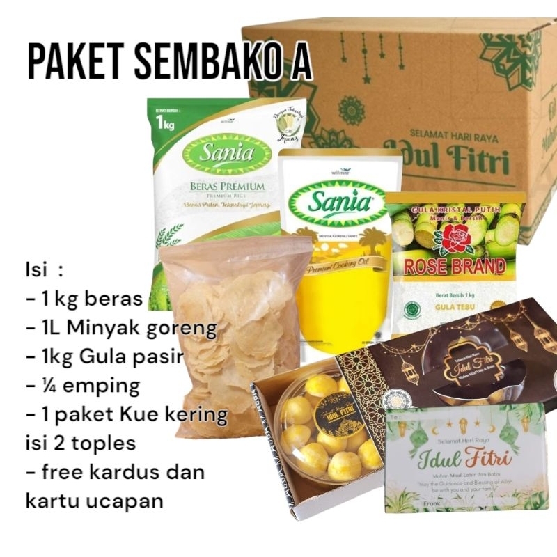 

paket sembako lebaran hampers idul fitri beras gula pasir minyak goreng kue lebaran