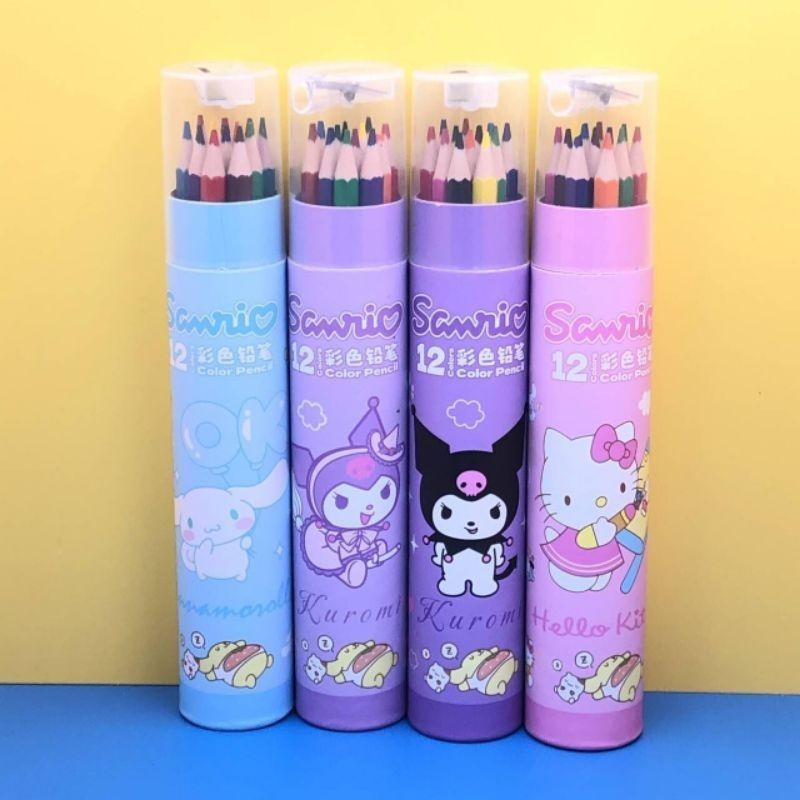 

BMD - 1 SET ISI 12 PENSIL WARNA TABUNG / PENSIL WARNA karakter Sanrio Kuromi Cinamoroll isi 12