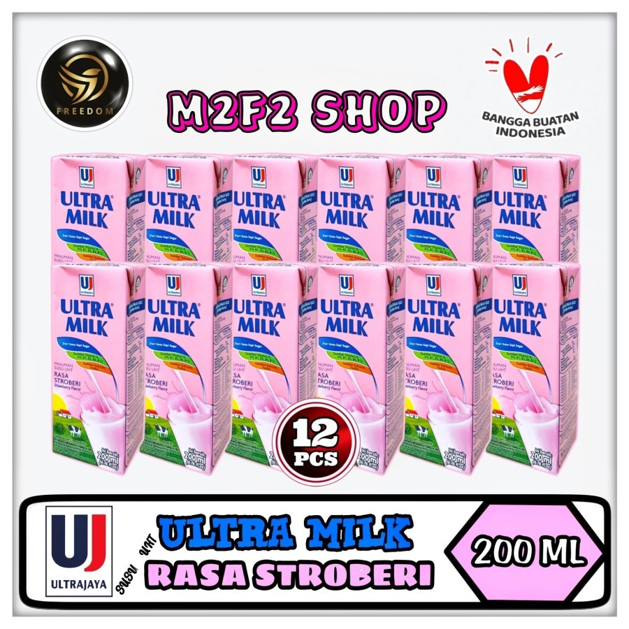 

Susu Ultra Milk Rasa Stroberi Kotak UHT | Strawberry - 200 ml (Kemasan 12 Pcs)