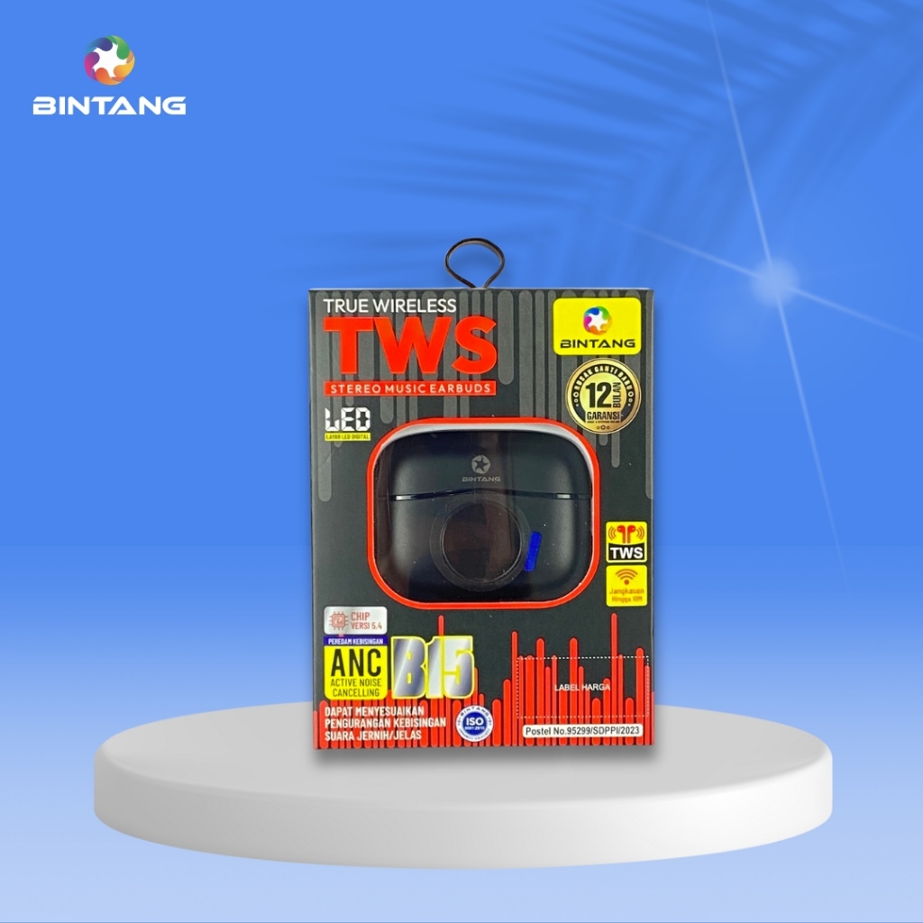 HEADSET EARPHONE BLUETOOTH TWS BT B15