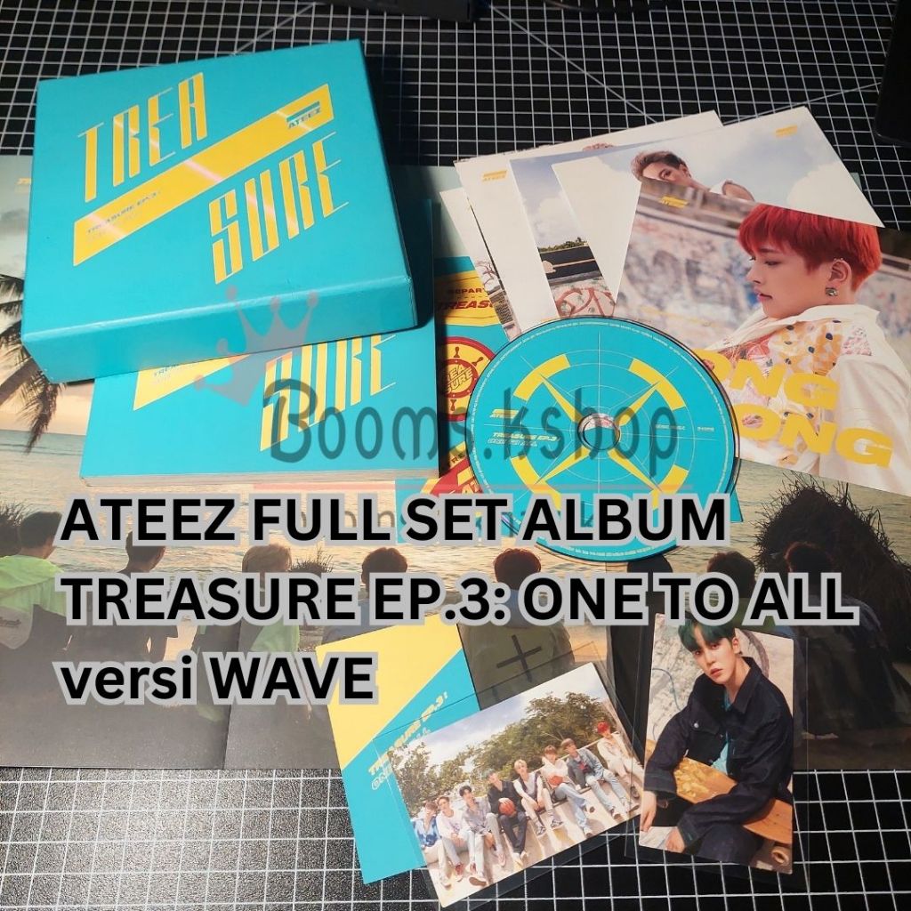 PRELOVED FULL SET ALBUM ATEEZ – TREASURE EP. 3 : ONE TO ALL ( WAVE ) UNSEALED CD POSTER PHOTOBOOK BO