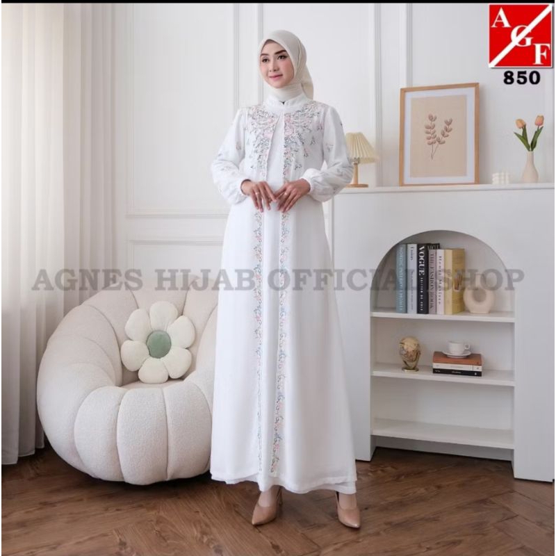 Aiza Dress By Agnes Hijab Gamis Putih