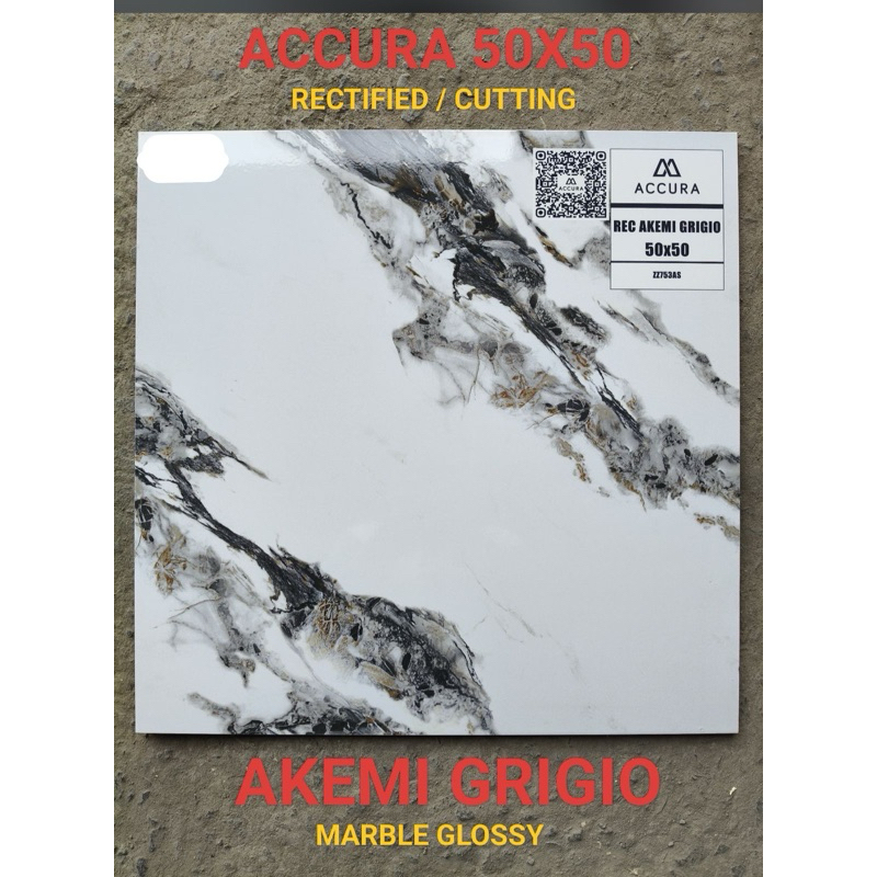 Keramik Accura 50x50 Akemi Grigio | Keramik 50x50 Cutting | Keramik Lantai