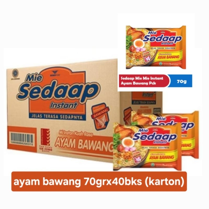 

sedaap mie kuah rasa ayam bawang 70gr×40bks (karton)
