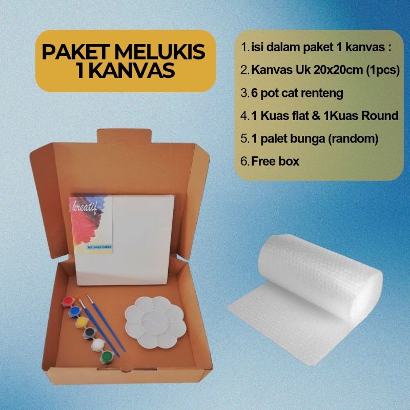 

Paket Lengkap Melukis Set Kanvas 20x20cm Cat Acrylic Kuas Palet