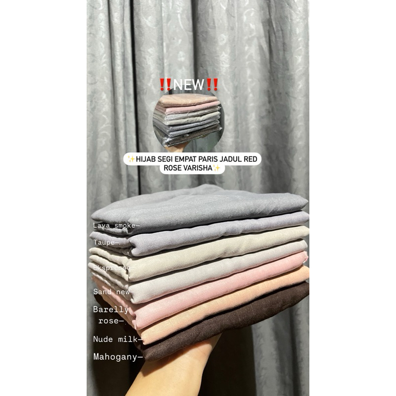 Hijab Segi Empat Paris Red Rose Varisha
