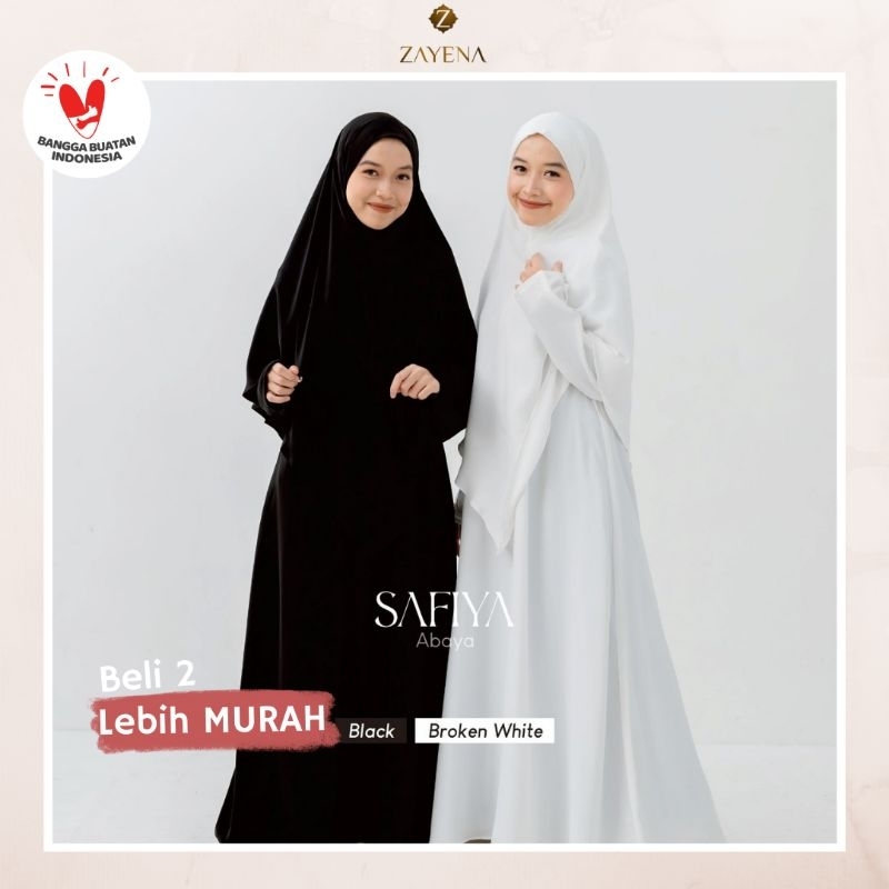 ZAYENA - Safiya Abaya Set Khimar Bandana | Abaya Basic Polos Umroh Haji