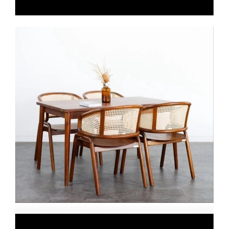 Set meja makan kayu jati meja makan minimalis retro jati meja makan cafe jati meja makan minimalis 4