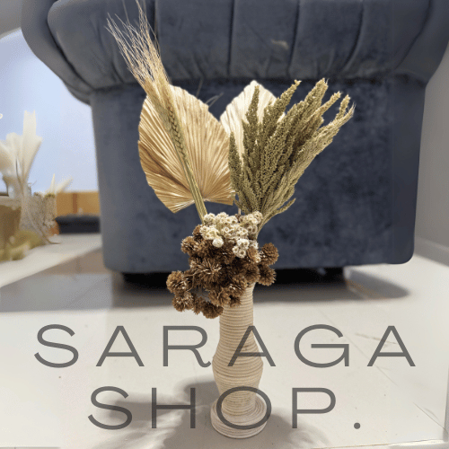 Paket Bunga Kering (Daun Palem Kering/Pompom/Jawan/Edelweis/Gandum) + Pot Guci Akar | Hampers, Dekor