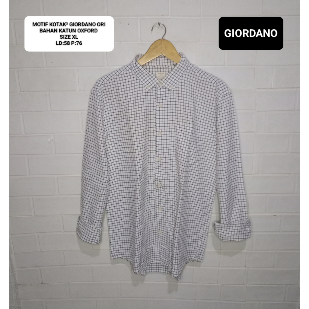 KEMEJA MOTIF OXFORD SHIRT BY GIORDANO ORI SIZE XL