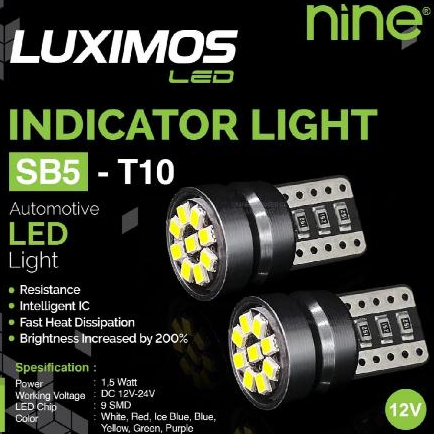 LAMPU SEIN SENJA MOTOR/ CABIN MOBIL LED T10 9 MATA TITIK LED Luminos