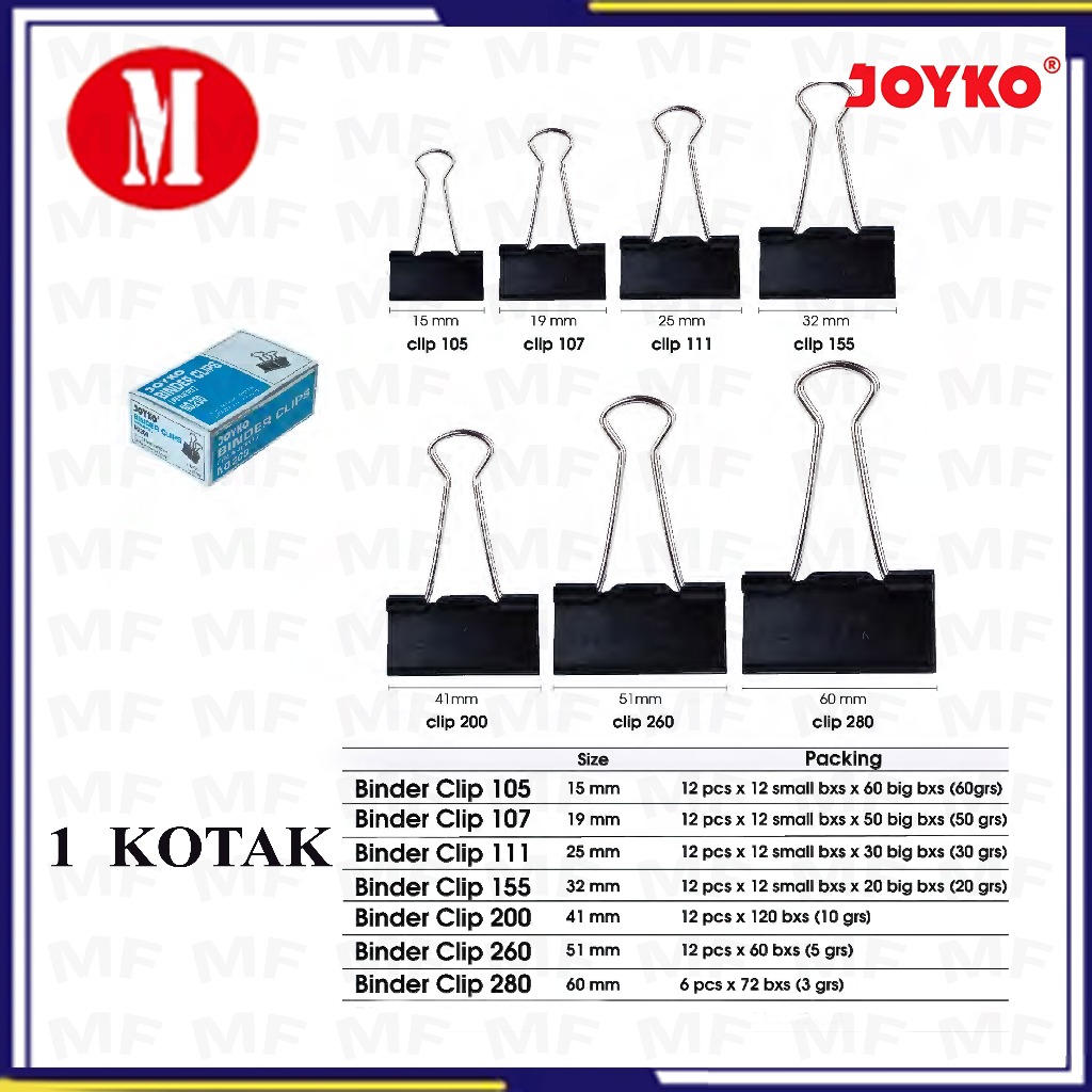 

Joyko Binder Clip No.105/107/111/155/200/260