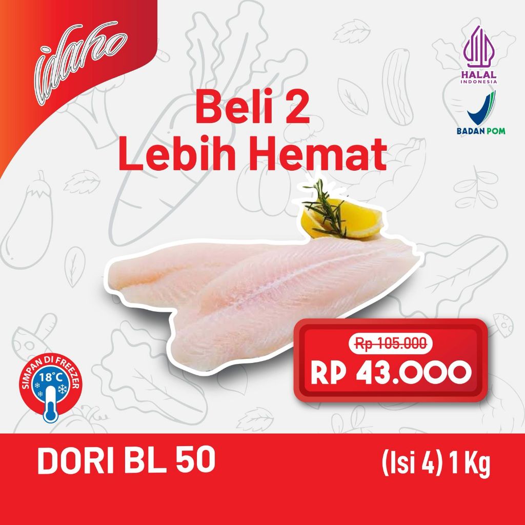 

[BUNDLE] IDAHO Ikan Dori BL 50 (isi 4) 1 Kg x 2 Pack
