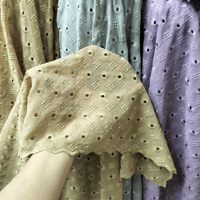 kain sifon motif bordir garmen/kain sifon bordir mewah antik/kain sifon bordir two tone