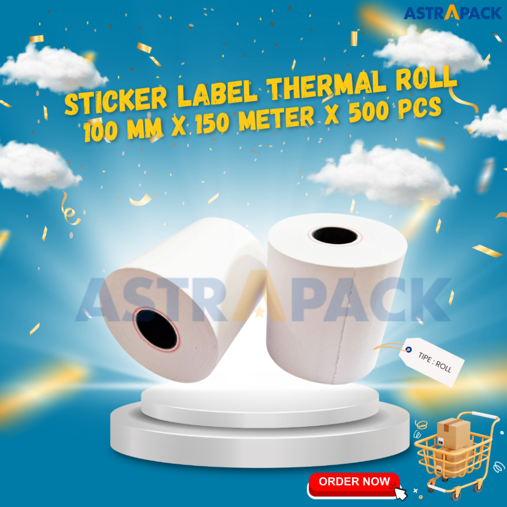 

AstraPack Label Thermal 100 Mm x 150 Mm x 500 Lembar | Kertas Sticker Resi Barcode A6 Roll / Lipat