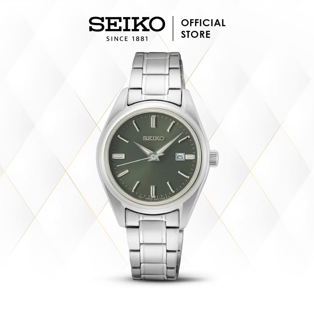 Jam Tangan Wanita Seiko SUR533P1 SUR533 Olive Quartz Sapphire Original