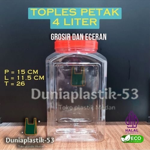Toples Plastik / Toples Ikan Cupang / Toples Kue Kering / Toples Kue Bawang - Toples 4000ml 1 Bal/36