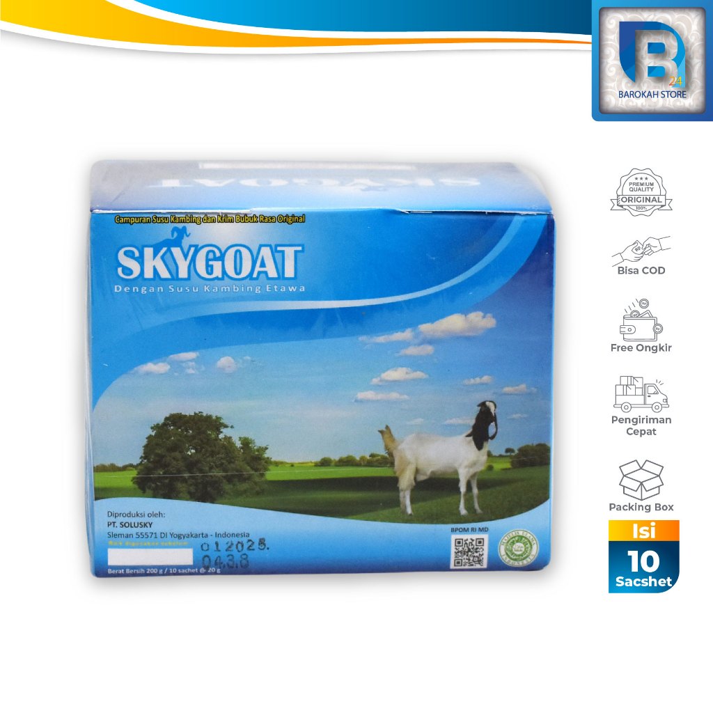 

susu bubuk SKYGOAT Susu Kambing Etawa Bubuk SKY GOAT Original Vanilla 1 Box Isi 10 Sachet