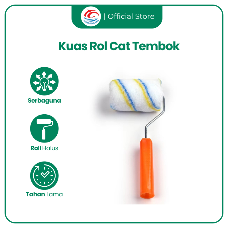 [BEST SELLER] Kuas Rol Cat 4 Inch Tebal  Gagang Kuat Busa Tebal Anti Rontok, Mudah Dicuci Digunakan 