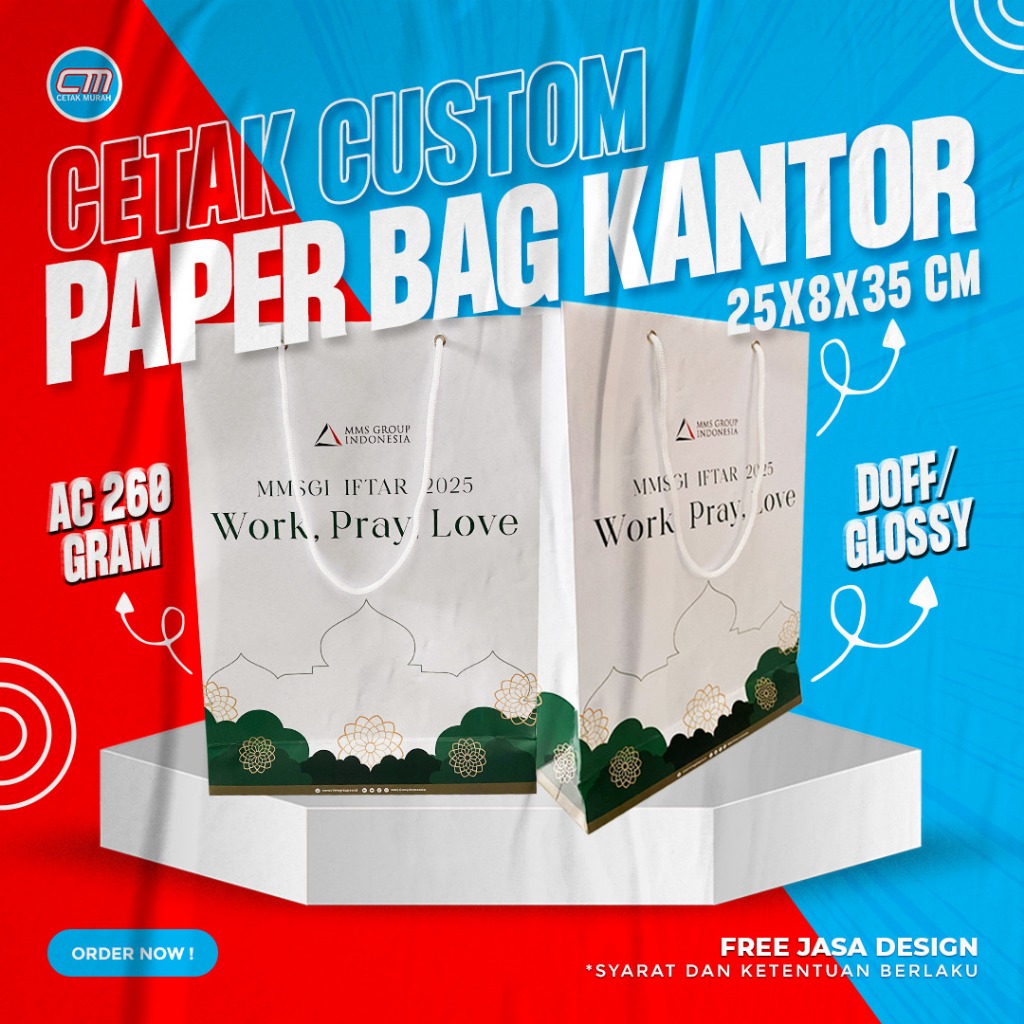 

Paperbag Kantor Custom Ukuran 25 x 8 x 35 Cm